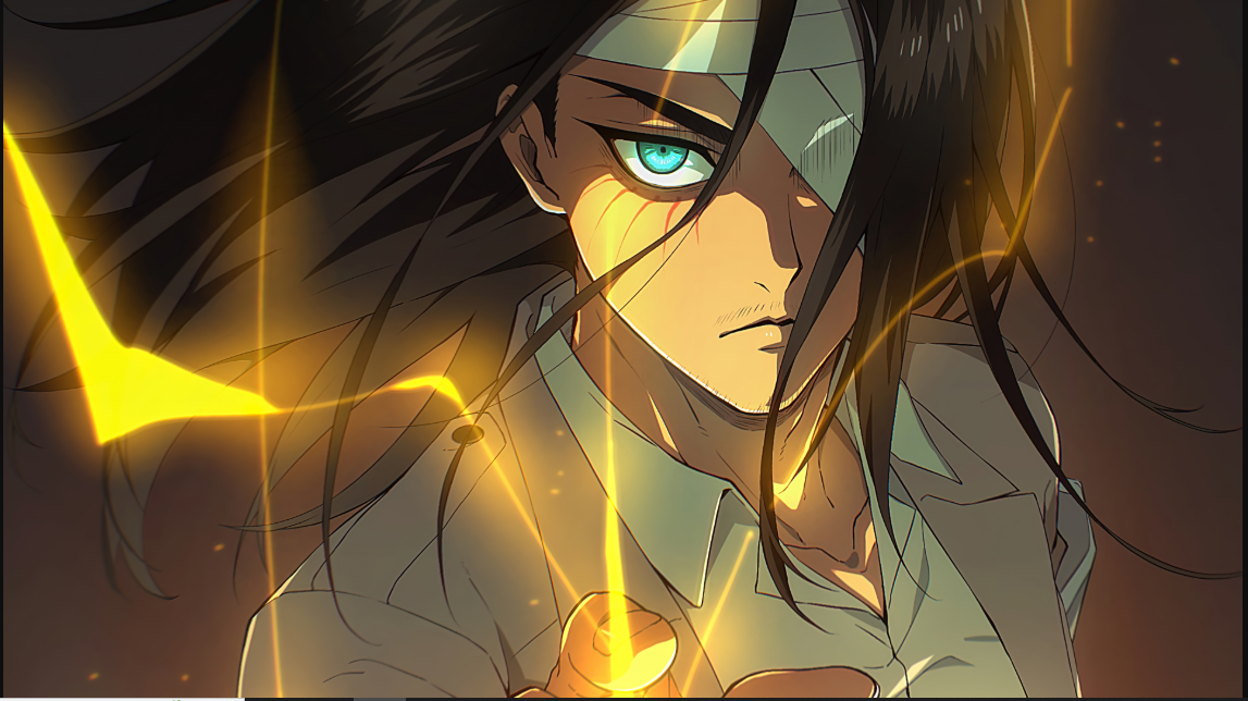 Eren Yeager wielding the Attack Titan and Founding Titan powers in Attack on Titan